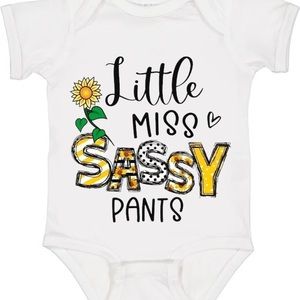 Little Miss Sassy Pants Bodysuit. Size 6-9 months